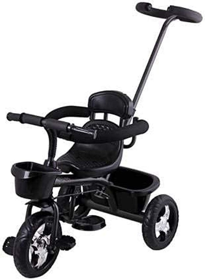 12FOR COLLECTION Stylish Baby Ride On Black Tricycle with Front and Back Basket, Parent Handle, Footrest for for Boys and Girls Toddler Age 1 Year and Above, Multicolor - Image 1